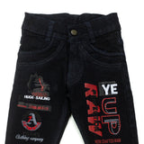 Black Graphic Printed Jeans for Kids