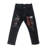 Black Graphic Printed Jeans for Kids